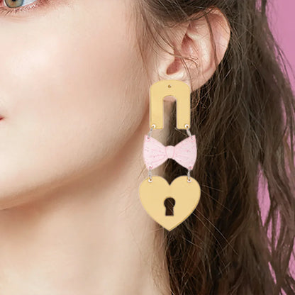 1 Pair Elegant Simple Style Artistic U Shape Heart Shape Bow Knot Arylic Drop Earrings