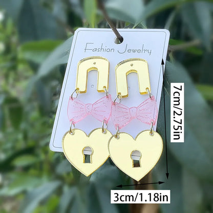 1 Pair Elegant Simple Style Artistic U Shape Heart Shape Bow Knot Arylic Drop Earrings