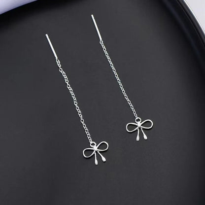 1 Pair Elegant Simple Style Bow Knot Bowknot Sterling Silver Ear Line