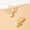 1 Pair Elegant Simple Style Bow Knot Inlay Alloy Artificial Pearls Zircon Drop Earrings