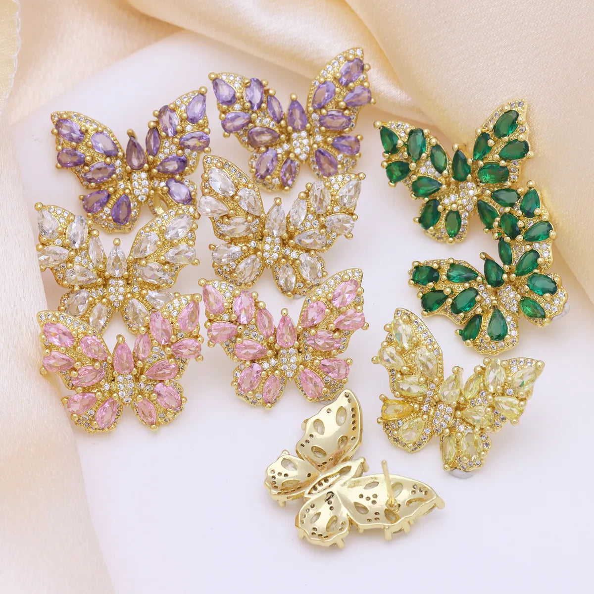 1 Pair Elegant Simple Style Bow Knot Inlay Copper Zircon Ear Studs