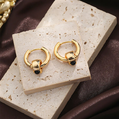 1 Pair Elegant Simple Style Bow Knot Inlay Natural Stone Freshwater Pearl Copper Natural Stone Pearl 18k Gold Plated Drop Earrings