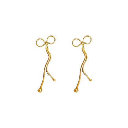 1 Pair Elegant Simple Style Bow Knot Plating Copper Drop Earrings