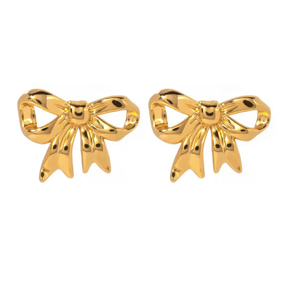 1 Pair Elegant Simple Style Bow Knot Plating Stainless Steel Ear Studs