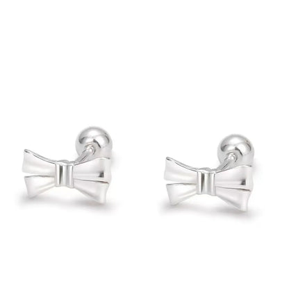 1 Pair Elegant Simple Style Bow Knot Plating Sterling Silver Ear Studs