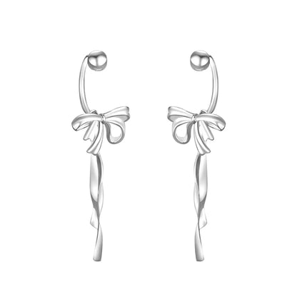 1 Pair Elegant Simple Style Bow Knot Sterling Silver Drop Earrings