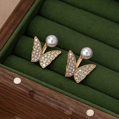 1 Pair Elegant Simple Style Butterfly Alloy Zinc Rhinestones Drop Earrings