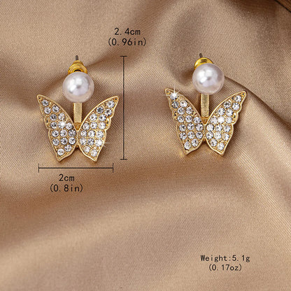 1 Pair Elegant Simple Style Butterfly Alloy Zinc Rhinestones Drop Earrings