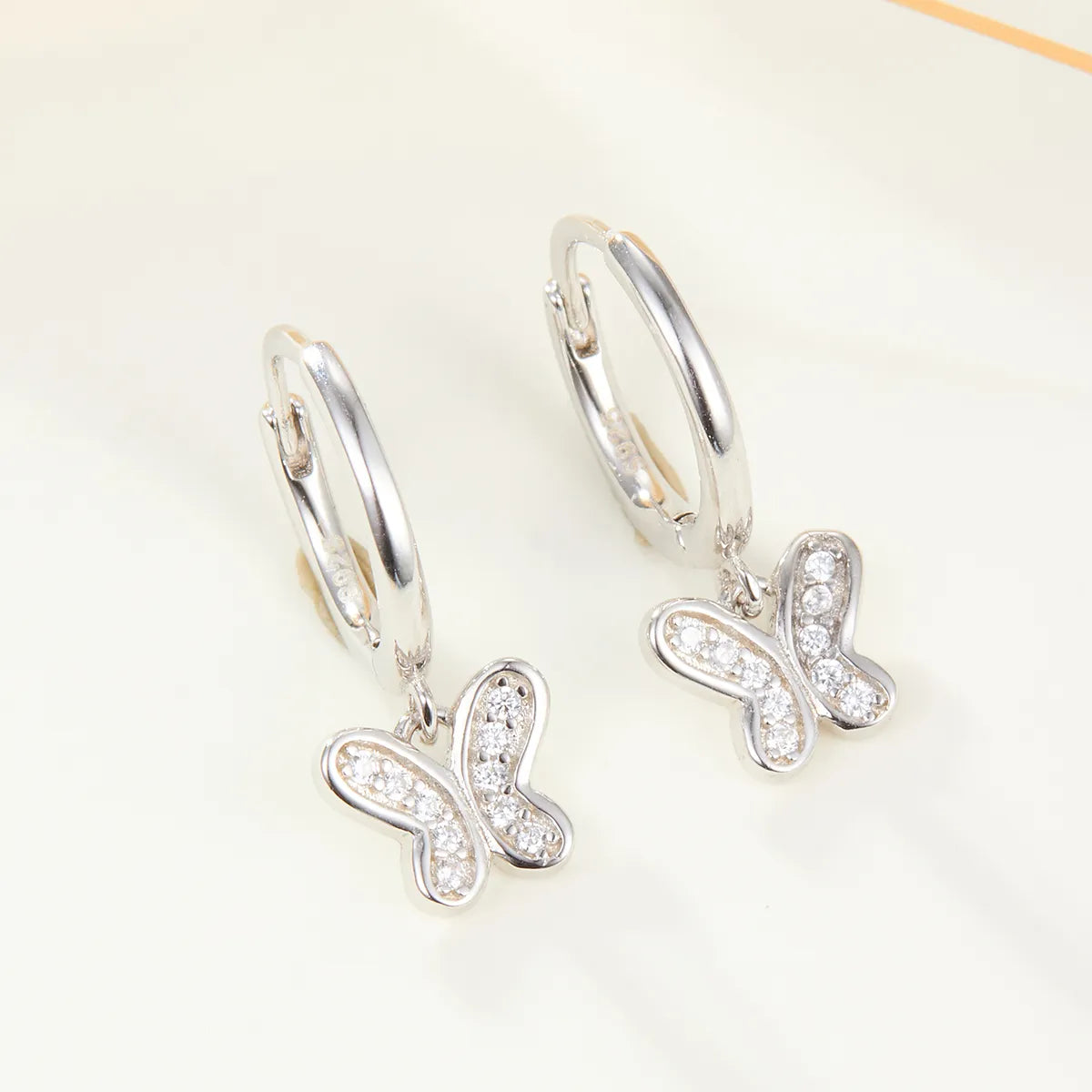 1 Pair Elegant Simple Style Butterfly Inlay Sterling Silver Zircon White Gold Plated Gold Plated Drop Earrings