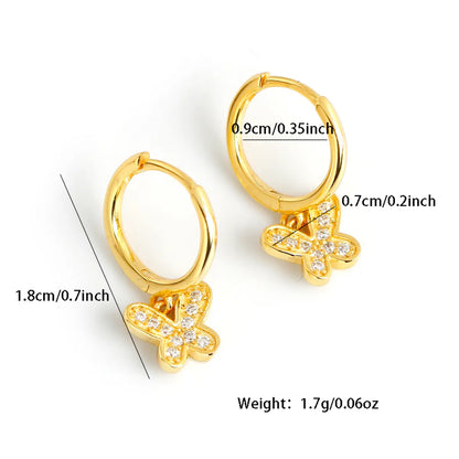 1 Pair Elegant Simple Style Butterfly Inlay Sterling Silver Zircon White Gold Plated Gold Plated Drop Earrings