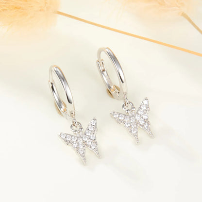 1 Pair Elegant Simple Style Butterfly Inlay Sterling Silver Zircon White Gold Plated Gold Plated Drop Earrings