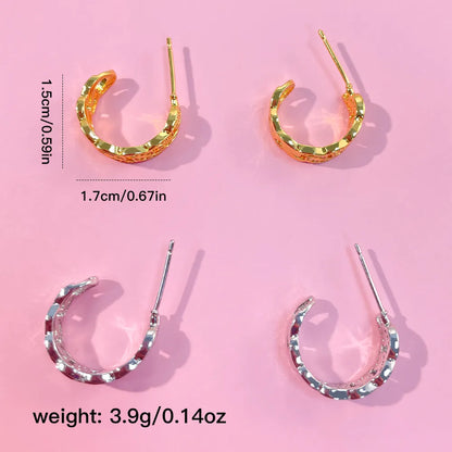 1 Pair Elegant Simple Style C Shape Leaves Plating Inlay Copper Zircon 18K Gold Plated Ear Studs