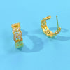 1 Pair Elegant Simple Style C Shape Leaves Plating Inlay Copper Zircon 18K Gold Plated Ear Studs