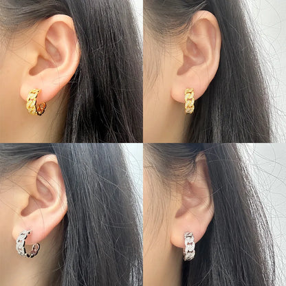 1 Pair Elegant Simple Style C Shape Leaves Plating Inlay Copper Zircon 18K Gold Plated Ear Studs