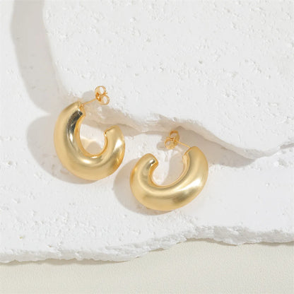 1 Pair Elegant Simple Style C Shape Plating Copper 14k Gold Plated White Gold Plated Earrings