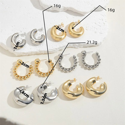 1 Pair Elegant Simple Style C Shape Plating Copper 14k Gold Plated White Gold Plated Earrings