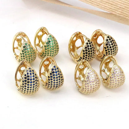 1 Pair Elegant Simple Style C Shape Plating Inlay Copper Zircon 18K Gold Plated Earrings