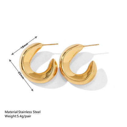 1 Pair Elegant Simple Style C Shape Plating Inlay Stainless Steel Artificial Pearls 18k Gold Plated Ear Studs