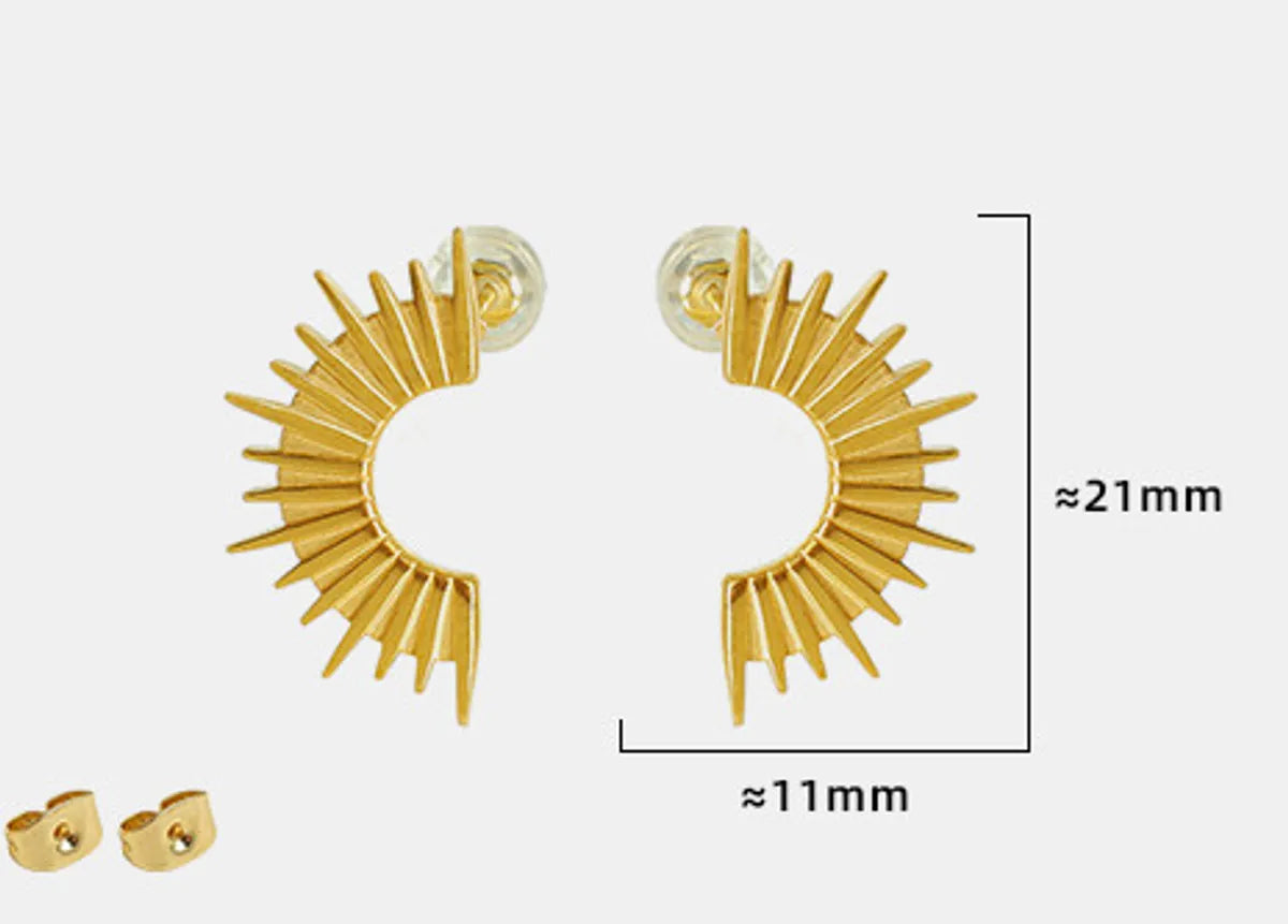 1 Pair Elegant Simple Style C Shape Sun Irregular Plating Titanium Steel 18k Gold Plated Ear Studs