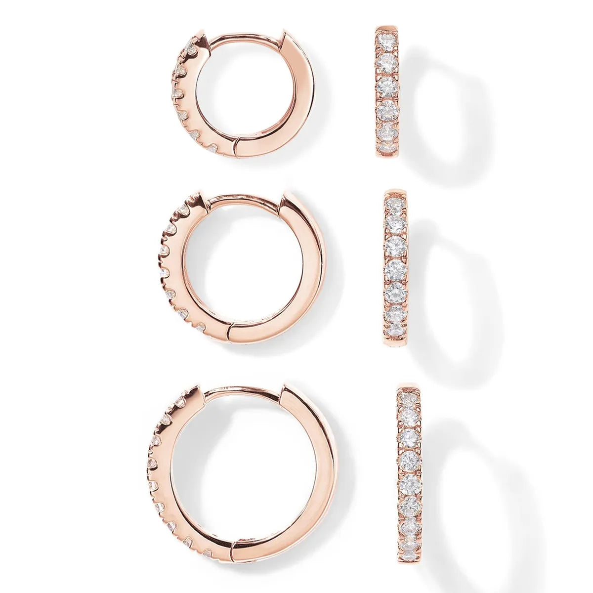 1 Pair Elegant Simple Style Circle Copper Zircon K Gold Plated Hoop Earrings