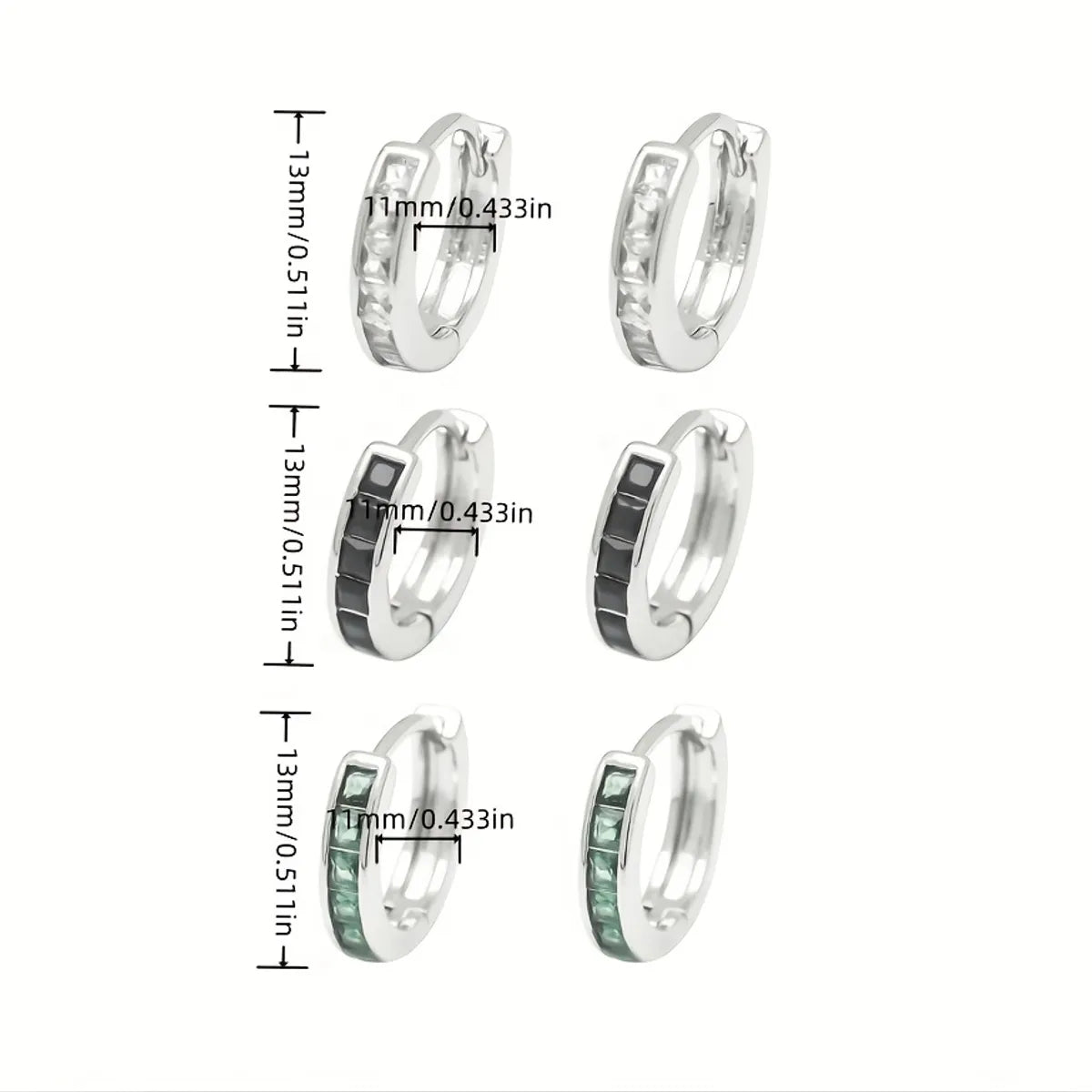 1 Pair Elegant Simple Style Circle Copper Zircon Silver Plated Hoop Earrings