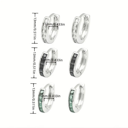 1 Pair Elegant Simple Style Circle Copper Zircon Silver Plated Hoop Earrings