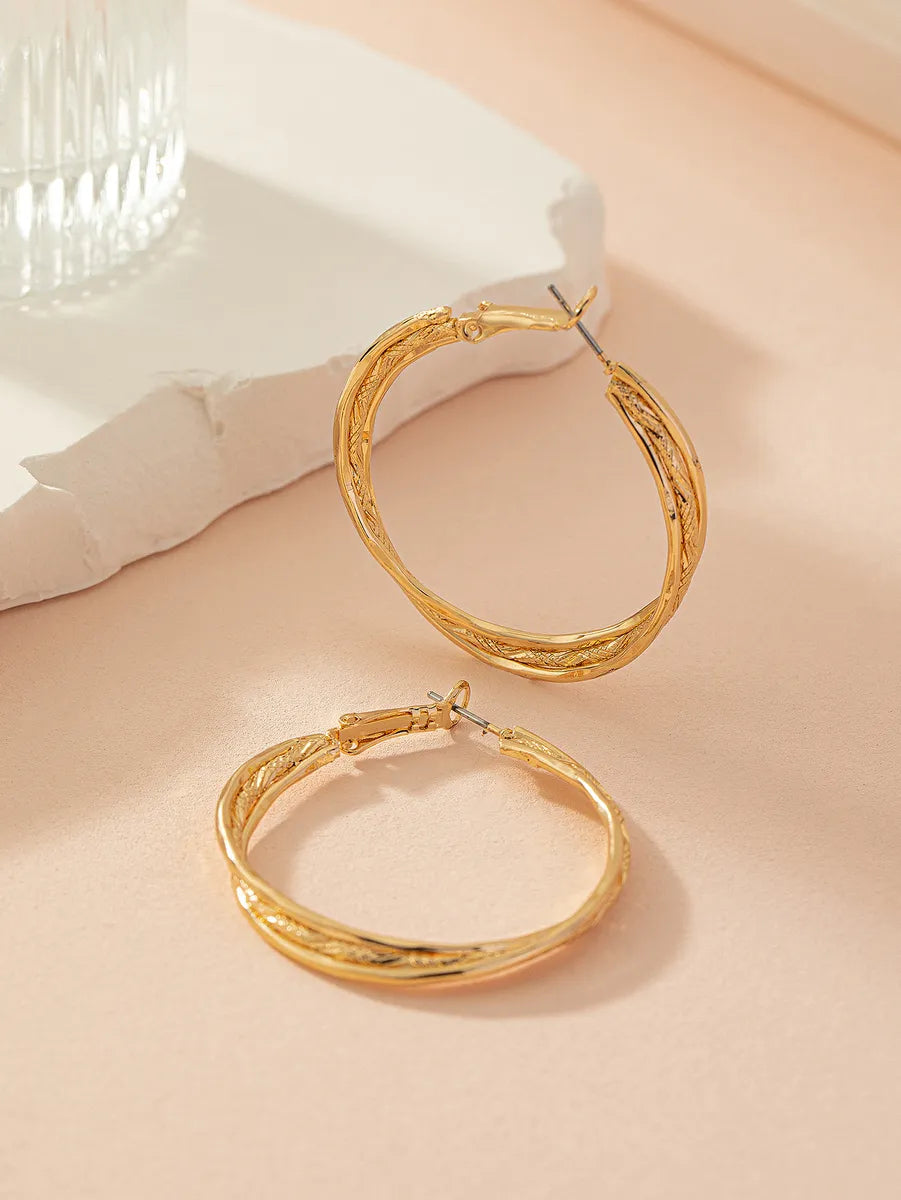 1 Pair Elegant Simple Style Circle Lines Iron Earrings