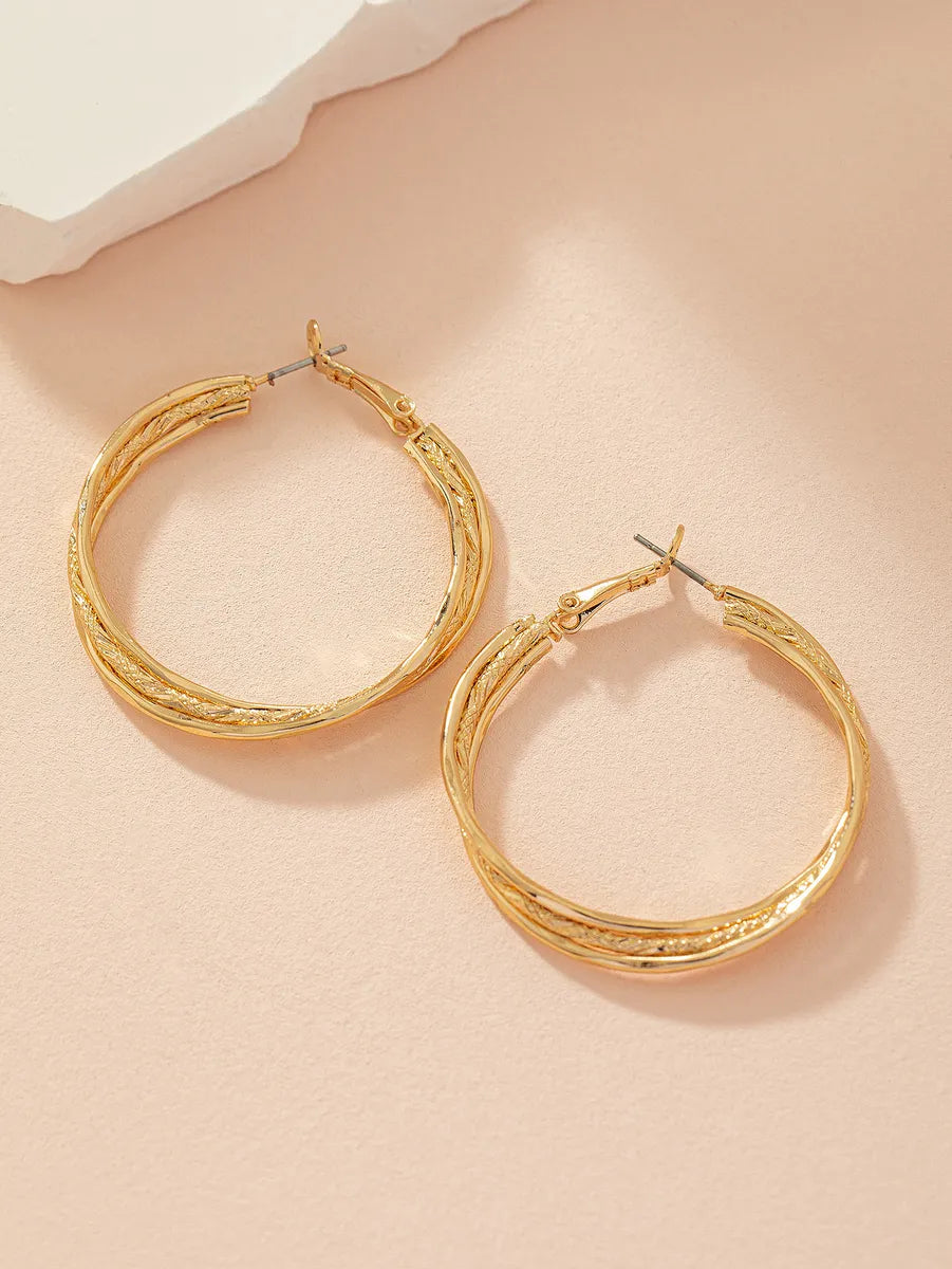 1 Pair Elegant Simple Style Circle Lines Iron Earrings