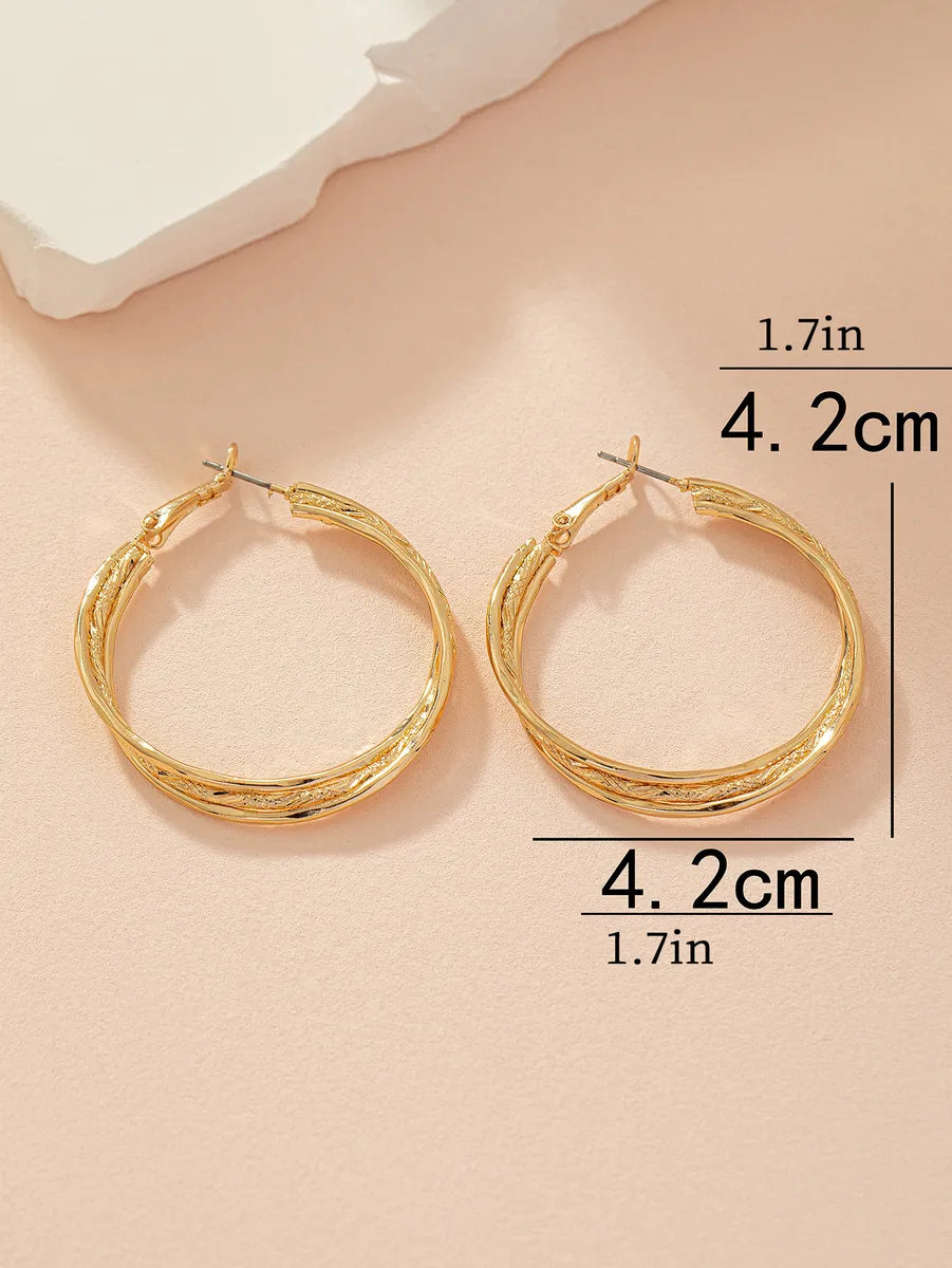 1 Pair Elegant Simple Style Circle Lines Iron Earrings