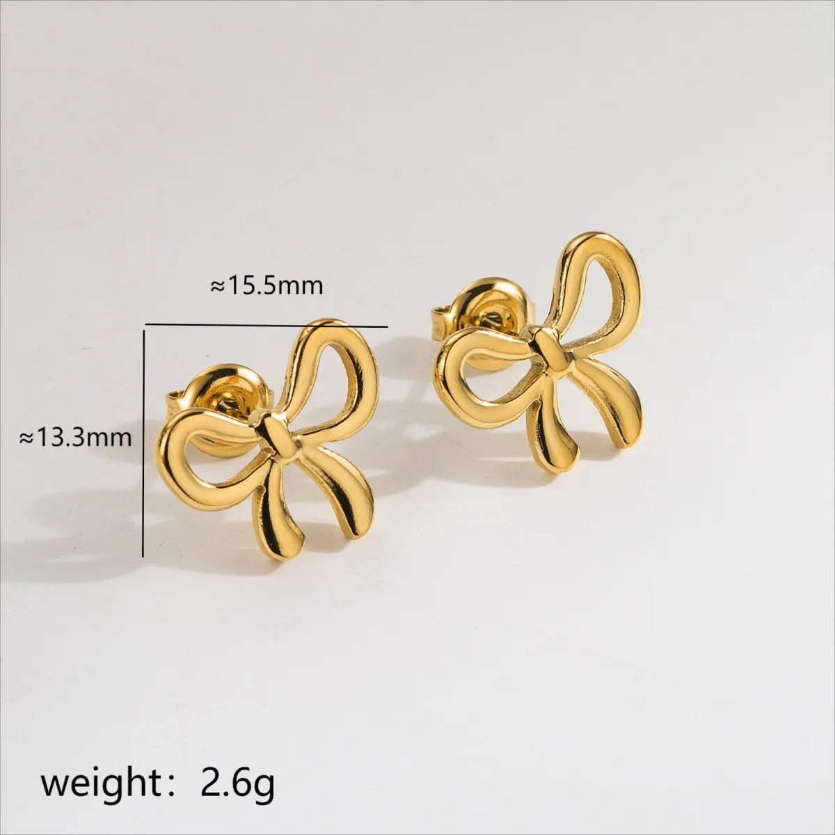 1 Pair Elegant Simple Style Classic Style Bow Knot Plating 304 Stainless Steel 18K Gold Plated Ear Studs