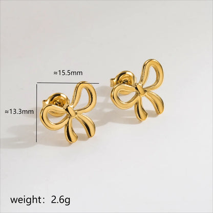 1 Pair Elegant Simple Style Classic Style Bow Knot Plating 304 Stainless Steel 18K Gold Plated Ear Studs