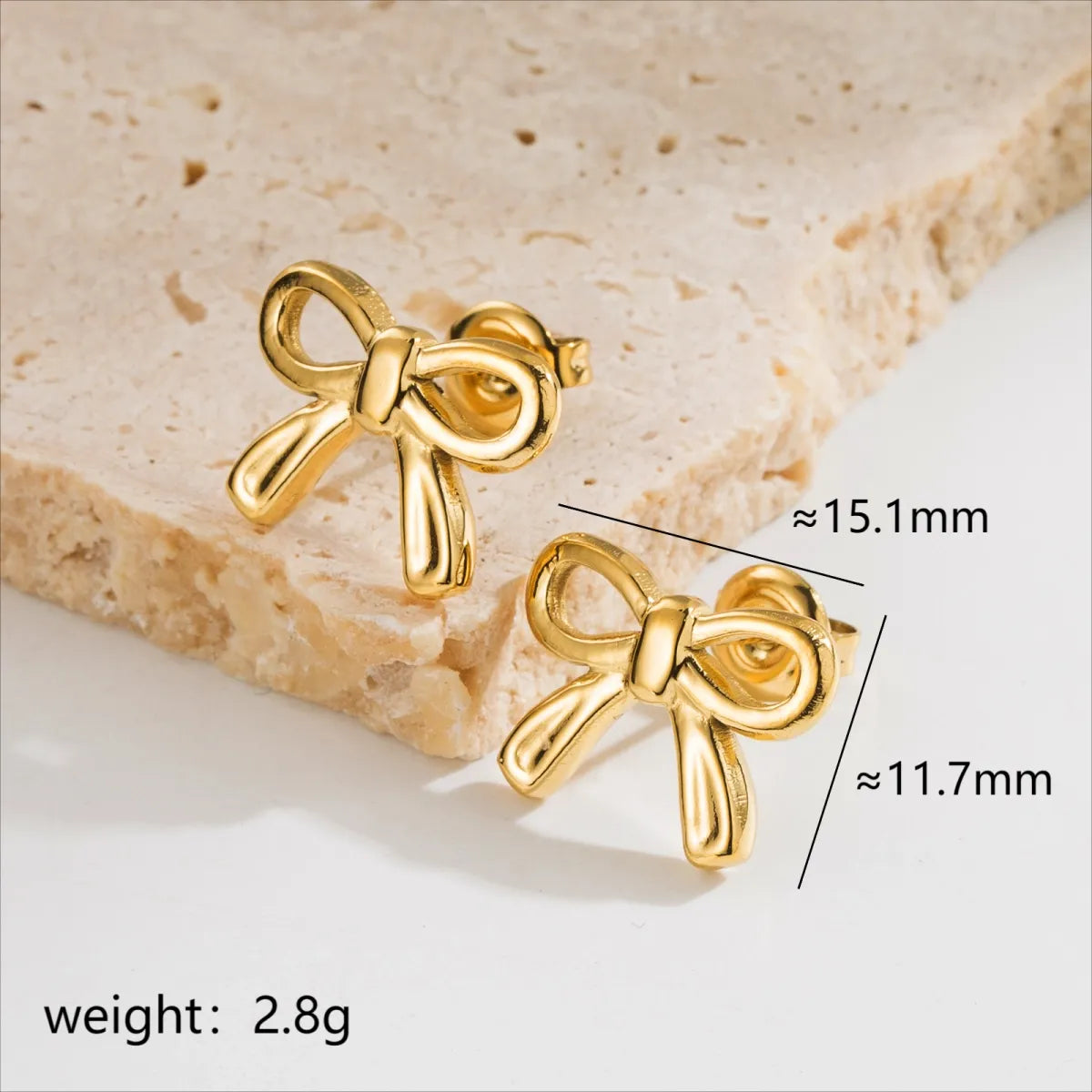 1 Pair Elegant Simple Style Classic Style Bow Knot Plating 304 Stainless Steel 18K Gold Plated Ear Studs