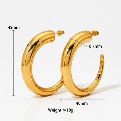 1 Pair Elegant Simple Style Classic Style C Shape Polishing Plating Stainless Steel 14k Gold Plated White Gold Plated Gold Plated Ear Studs