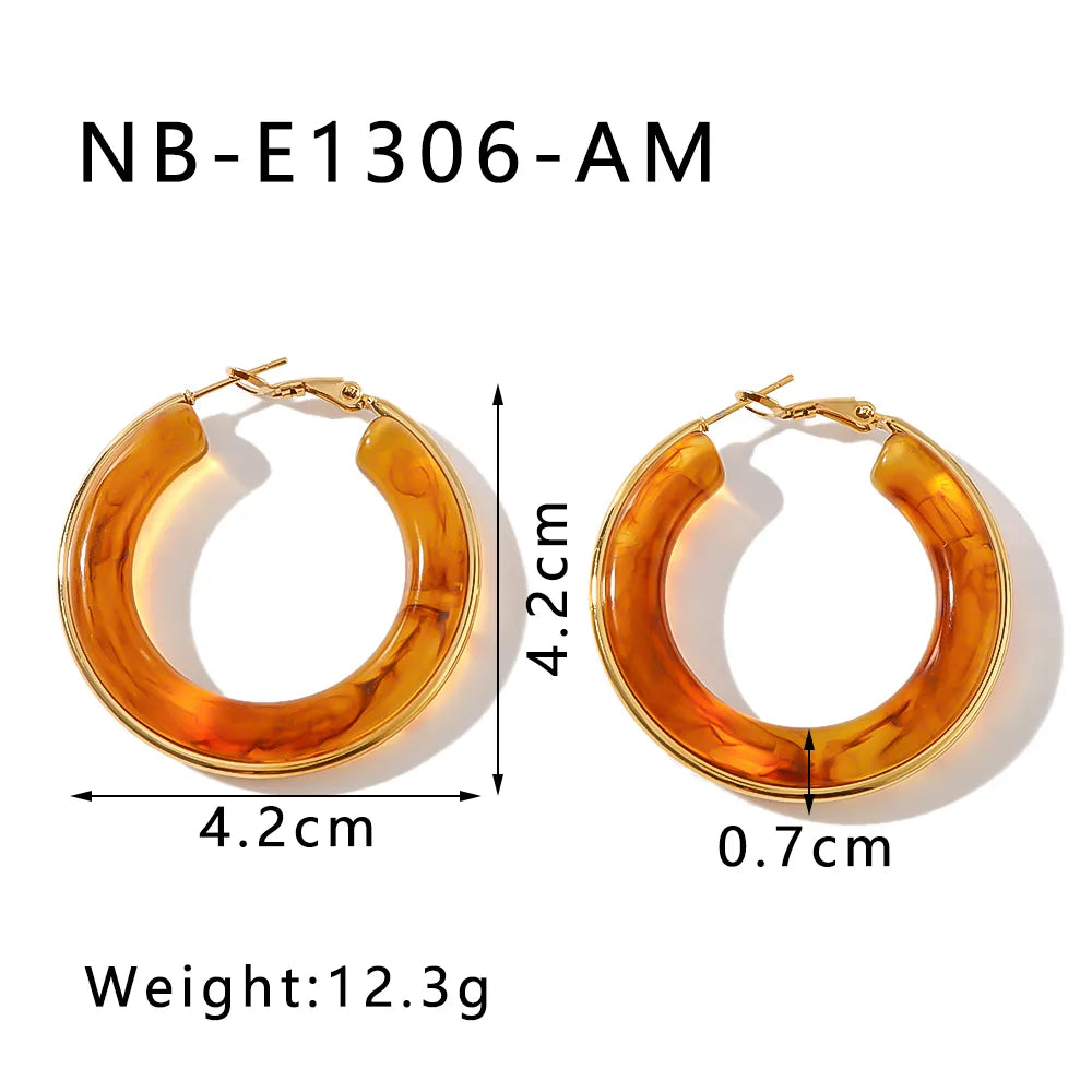 1 Pair Elegant Simple Style Classic Style Circle Multicolor Simple Plating 304 Stainless Steel 18K Gold Plated Earrings