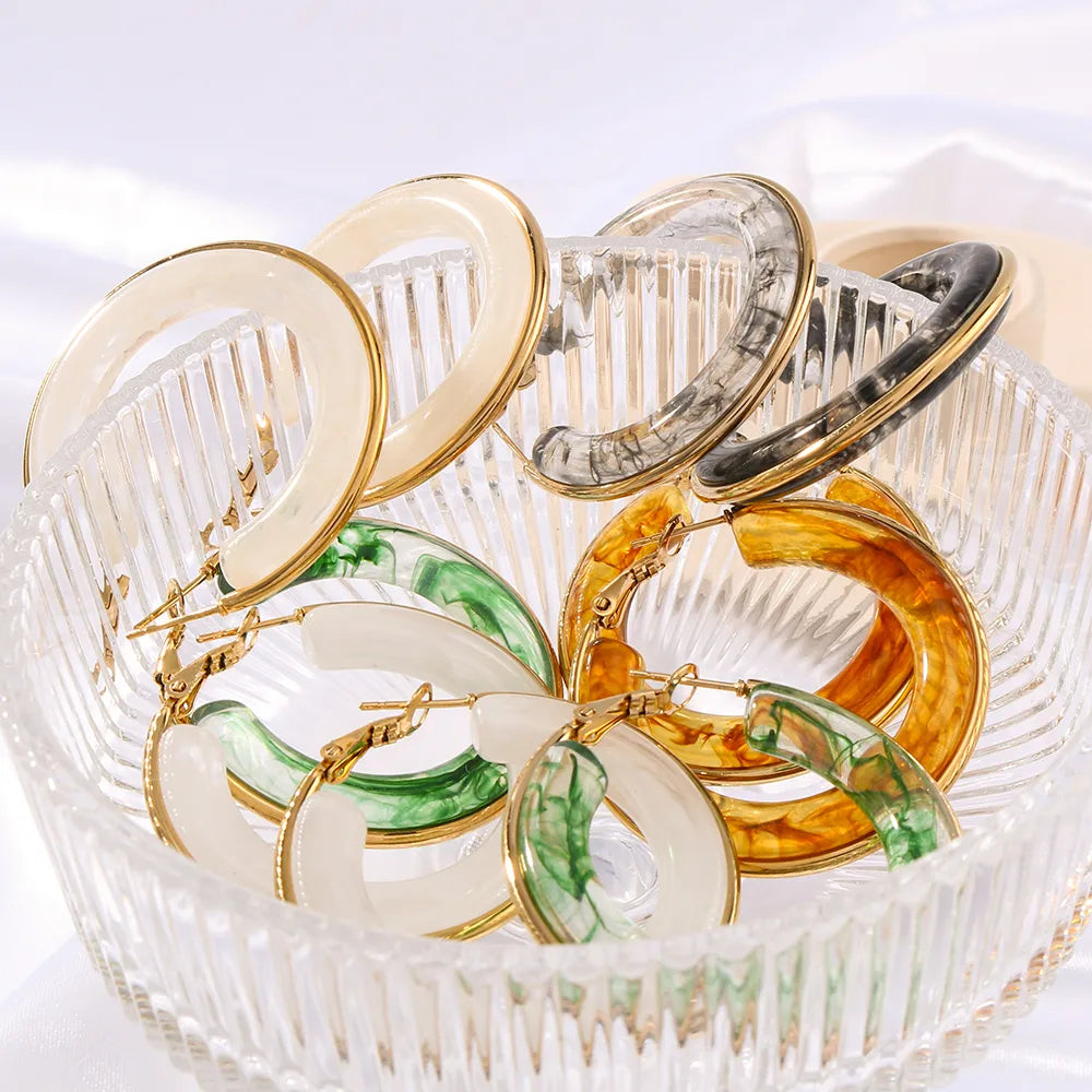 1 Pair Elegant Simple Style Classic Style Circle Multicolor Simple Plating 304 Stainless Steel 18K Gold Plated Earrings