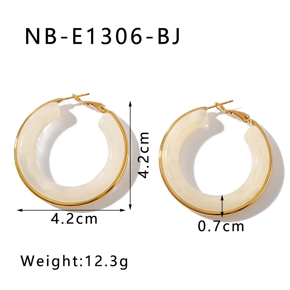 1 Pair Elegant Simple Style Classic Style Circle Multicolor Simple Plating 304 Stainless Steel 18K Gold Plated Earrings