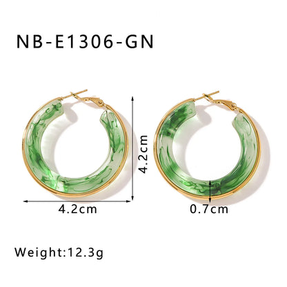 1 Pair Elegant Simple Style Classic Style Circle Multicolor Simple Plating 304 Stainless Steel 18K Gold Plated Earrings