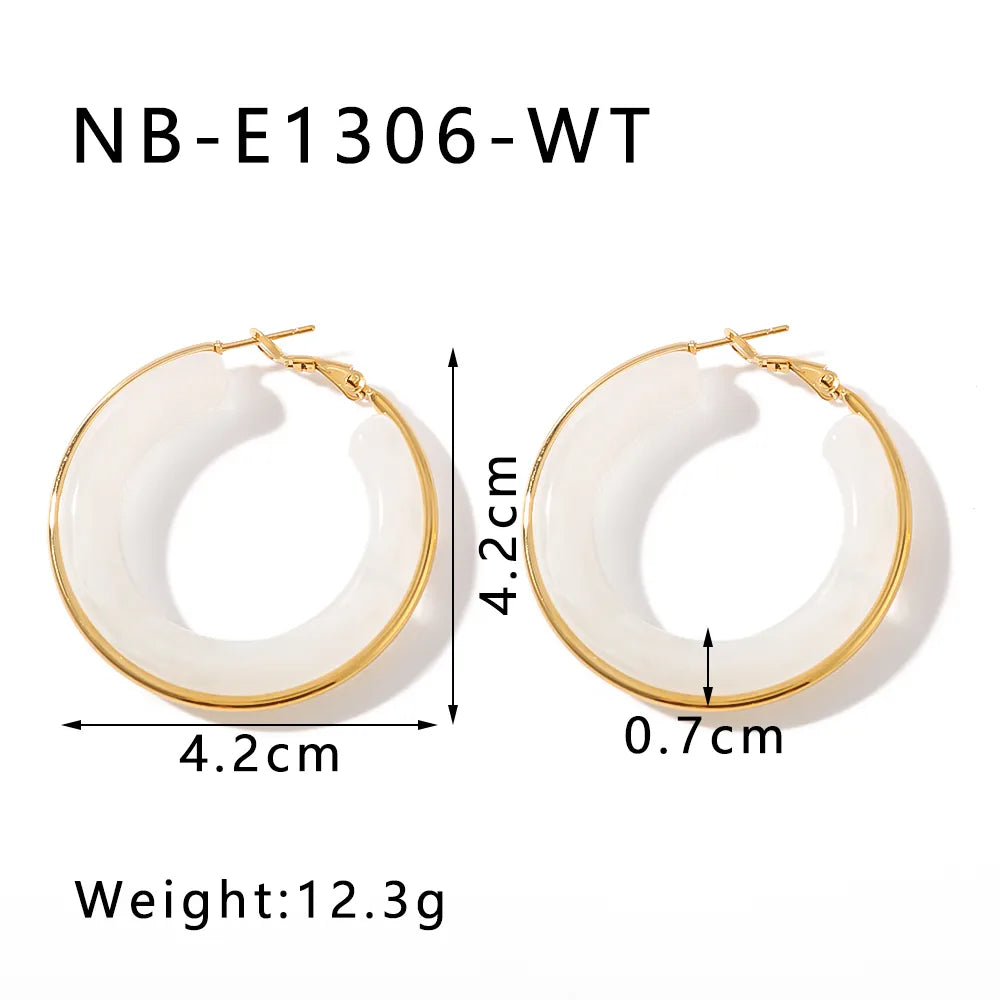 1 Pair Elegant Simple Style Classic Style Circle Multicolor Simple Plating 304 Stainless Steel 18K Gold Plated Earrings