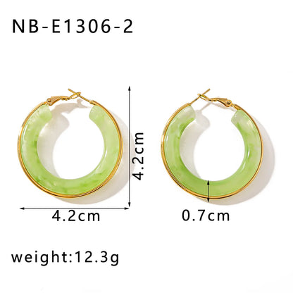 1 Pair Elegant Simple Style Classic Style Circle Multicolor Simple Plating 304 Stainless Steel 18K Gold Plated Earrings