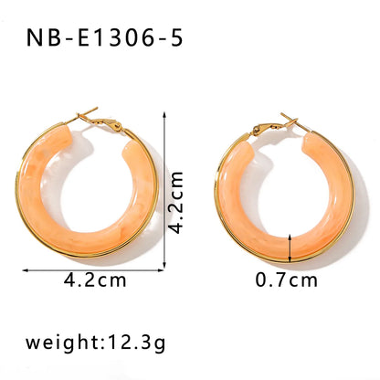 1 Pair Elegant Simple Style Classic Style Circle Multicolor Simple Plating 304 Stainless Steel 18K Gold Plated Earrings