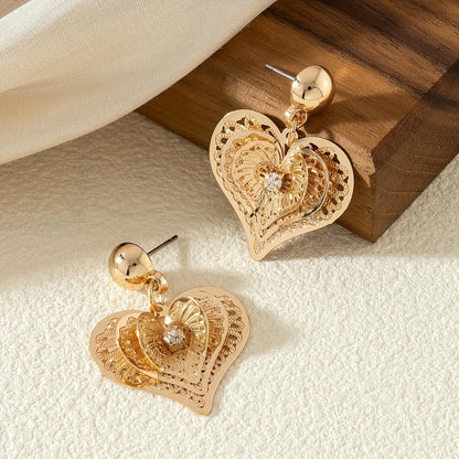 1 Pair Elegant Simple Style Classic Style Heart Shape Arylic Copper Drop Earrings