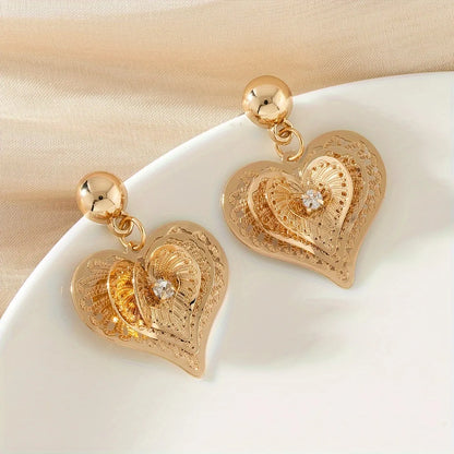 1 Pair Elegant Simple Style Classic Style Heart Shape Arylic Copper Drop Earrings