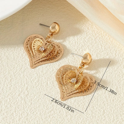 1 Pair Elegant Simple Style Classic Style Heart Shape Arylic Copper Drop Earrings