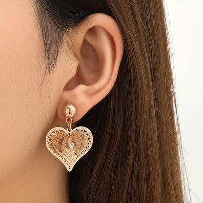 1 Pair Elegant Simple Style Classic Style Heart Shape Arylic Copper Drop Earrings