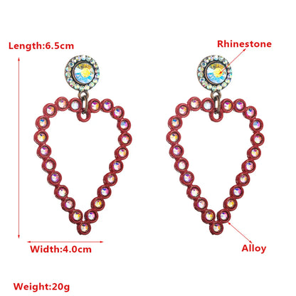 1 Pair Elegant Simple Style Classic Style Heart Shape Stoving Varnish Plating Inlay Alloy Rhinestones Rose Gold Plated Drop Earrings