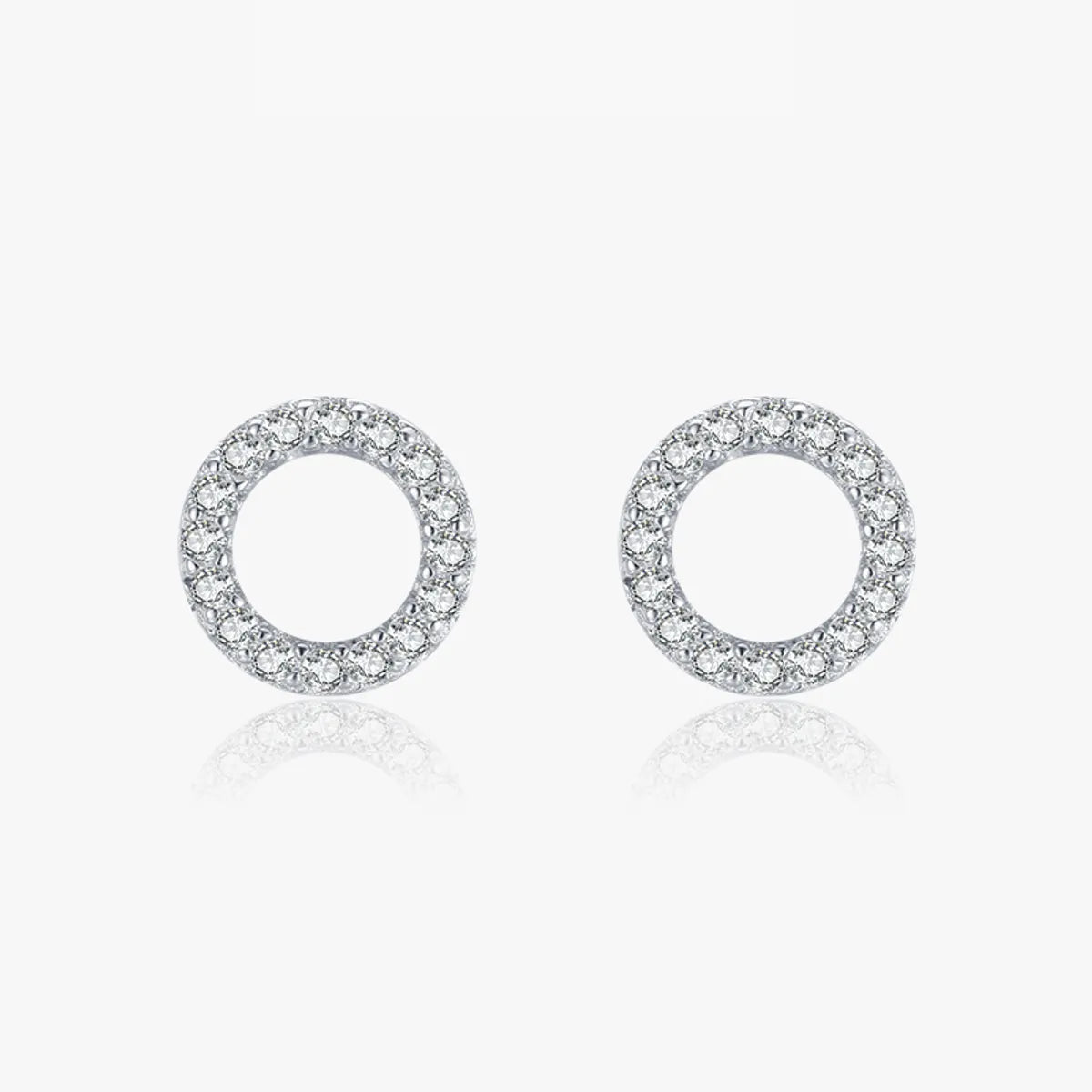 1 Pair Elegant Simple Style Classic Style Round Sterling Silver Plating Inlay Zircon Rhodium Plated Ear Studs