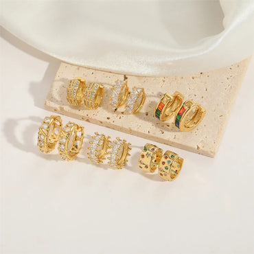 1 Pair Elegant Simple Style Classic Style Solid Color Inlay Copper Zircon 14K Gold Plated Earrings