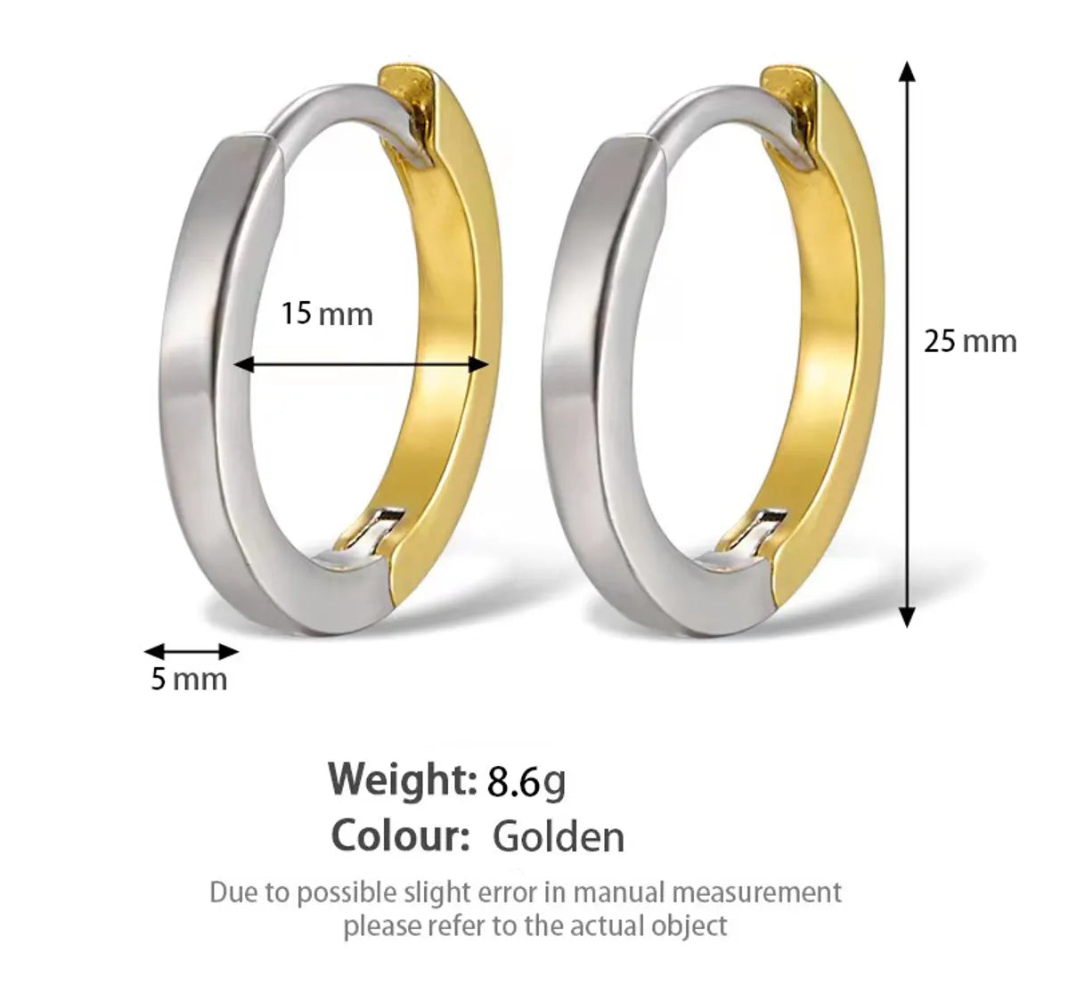 1 Pair Elegant Simple Style Color Block Polishing Plating Stainless Steel 18k Gold Plated Hoop Earrings