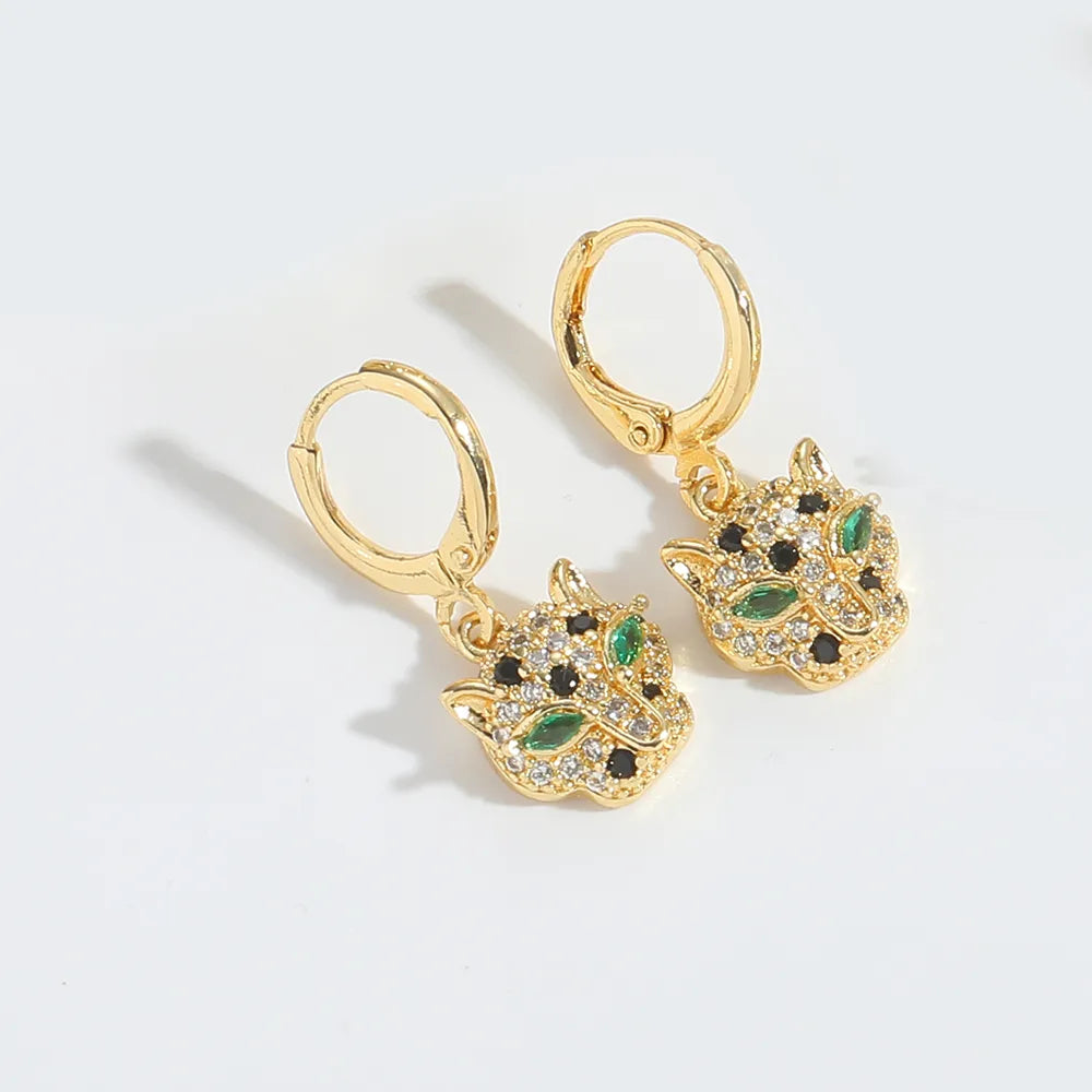 1 Pair Elegant Simple Style Commute Animal Devil'S Eye Enamel Inlay Copper Zircon 14K Gold Plated Drop Earrings Earrings