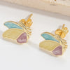 1 Pair Elegant Simple Style Commute Animal Dragonfly Enamel Inlay Copper Zircon 14K Gold Plated Ear Studs